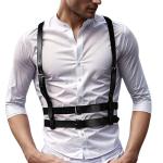 Dicosky Adjustable Men's Bondage Harness,PU Leather Chest Strap Suspenders for BDSM,SM Fetish,Gothic Stage Performance,Punk Clubwear&Gay Cosplay Costume Valentine's Day