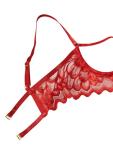 Lilosy Women's Sexy Underwire Floral Lace Sheer Bachelorette Lingerie Set See Through Bra and Panty 2 Piece Red Large
