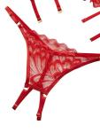Lilosy Women's Sexy Underwire Floral Lace Sheer Bachelorette Lingerie Set See Through Bra and Panty 2 Piece Red Large