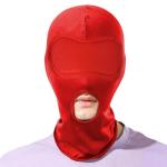 Womens Sexy Faceless Mask, Mens Full Face Mask, Mouth Opening Built-in Blindfold Head Cover, Elastic Breathable, Sexy Costume Accessories for Lingerie Party, Prank Prop for Halloween Cosplay, Red