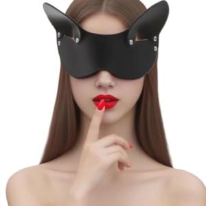 Sekexi Sexy PU Leather Half Face Mask Cat Masquerade Eye Mask BDSM Bondage Cosplay Mask Halloween Valentine's Day Fun Accessories