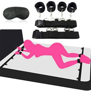 SPERIKTU BDSM Sex Bed Bondage Restraints Kit Toys Blindfold Fuzzy Hand Cuff Set Handcuffs for Adults Grownups Bedroom Bondaged Tie Downs Kit Bondage Gear & Accessories Sex Hand Cuff Bracelets Sweater