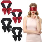 Tyqour 4 Pcs Silk Satin Blindfolds for Adult Couples, Adjustable Blindfold for Party Games, Soft Blind Folds for Adult Play, 59 Inch V-Shaped Blackout Sleep Mask for Women Men Valentine's Day Gift