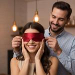 Tyqour 4 Pcs Silk Satin Blindfolds for Adult Couples, Adjustable Blindfold for Party Games, Soft Blind Folds for Adult Play, 59 Inch V-Shaped Blackout Sleep Mask for Women Men Valentine's Day Gift