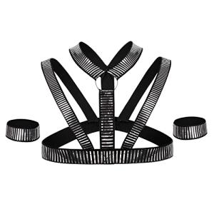 UIWFJEH Men's Chest Harness Sexy Body Belt Bondage Punk Fancy Costume Fetish Erotic Clothing Accessories Silver,Silver,One Size