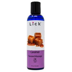 Lick Caramel Flavored Massage Oil – Warm Dessert Edible Massage Oil with Vitamin E, Smooth Body-Safe Texture for Intimate Couples Massage & Relaxation, 4 oz
