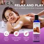 Lick Caramel Flavored Massage Oil – Warm Dessert Edible Massage Oil with Vitamin E, Smooth Body-Safe Texture for Intimate Couples Massage & Relaxation, 4 oz