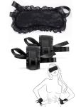 Lace Silk Eye Mask and Soft Black Handcuffs for Grownups Bedroom Set - Comfortable Sexy Blindfold, Romantic Night Accessories, Adjustable