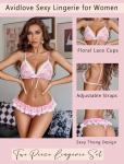 Avidlove Sexy Lingerie Set for Women Lace Bra and Panty Sets 2 Piece Sheer Babydoll Outfits S-XXL Pink
