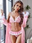 Avidlove Sexy Lingerie Set for Women Lace Bra and Panty Sets 2 Piece Sheer Babydoll Outfits S-XXL Pink