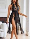 Avidlove Women Lingerie Deep V Neck Nightwear One Piece Sexy Nightgowns Floral Lace Nightdress Black