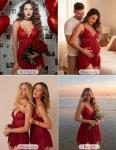 Avidlove Valentine Lingerie for Women Lace Babydoll Chemise Sheer Mesh Lingerie Dress Wine Red Large