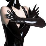 FEHEOO 24.4" Wolf Tooth Erotic Gloves - Premium Black Coated Leather for Women, Perfect for BDSM, Cosplay, Role Play, Halloween, Carnival Mardi Gras & Valentine's Fantasy (Sexy Clubwear)