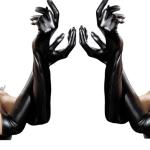 FEHEOO 24.4" Wolf Tooth Erotic Gloves - Premium Black Coated Leather for Women, Perfect for BDSM, Cosplay, Role Play, Halloween, Carnival Mardi Gras & Valentine's Fantasy (Sexy Clubwear)