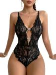 Avidlove Sexy Lingerie for Women Lace Teddy Lingerie One Piece Lingerie Bodysuit(Black,M)