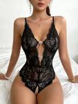 Avidlove Sexy Lingerie for Women Lace Teddy Lingerie One Piece Lingerie Bodysuit(Black,M)