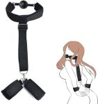 BDSM Bondage Kit Adult Restraints Sex Toys, Neck to Wrist Adjustable Bondage Gear & Accessories, Behind Back Handcuffs Collar with Blindfold Bed Straps Restraints Sex Ropes for Couples Sweater Q38