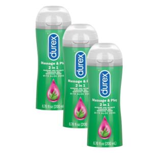 Durex Soothing Massage & Play 2 in 1, Massage Gel and Personal Lubricant, Intimate Soothing Lube Gel, Soothing Touch with Aloe Vera, Water-Based, 6.76 oz. (Pack of 3)