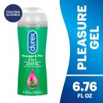 Durex Soothing Massage & Play 2 in 1, Massage Gel and Personal Lubricant, Intimate Soothing Lube Gel, Soothing Touch with Aloe Vera, Water-Based, 6.76 oz. (Pack of 3)