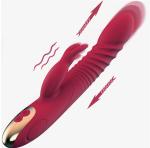 2026 New 9 inch Realistic Rabbit Ears Adult Tool for Women Today Automatic Adult Tool for Women Today 15 Powerful Modes Waterproof Electric Adult Toys Machine (Red)