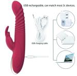 2026 New 9 inch Realistic Rabbit Ears Adult Tool for Women Today Automatic Adult Tool for Women Today 15 Powerful Modes Waterproof Electric Adult Toys Machine (Red)