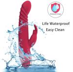 2026 New 9 inch Realistic Rabbit Ears Adult Tool for Women Today Automatic Adult Tool for Women Today 15 Powerful Modes Waterproof Electric Adult Toys Machine (Red)