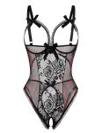 Avidlove Women One Piece Lingerie Sexy Lace Babydoll Mini Bodysuit Black Heart Small