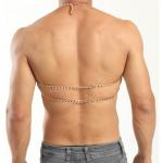 Men’s Gold Chain Chest Harness – Adjustable Punk Body Chain for Rave, Cosplay, Clubwear, Festival Outfits – Sexy Metallic Body Jewelry for Men – Sexy Punk Chest Belt, Mardi Gras Valentine's Day