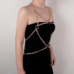 Men’s Gold Chain Chest Harness – Adjustable Punk Body Chain for Rave, Cosplay, Clubwear, Festival Outfits – Sexy Metallic Body Jewelry for Men – Sexy Punk Chest Belt, Mardi Gras Valentine's Day