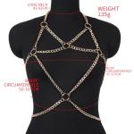 Men’s Gold Chain Chest Harness – Adjustable Punk Body Chain for Rave, Cosplay, Clubwear, Festival Outfits – Sexy Metallic Body Jewelry for Men – Sexy Punk Chest Belt, Mardi Gras Valentine's Day