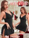 Avidlove Women's Sleepwear Sexy Chemise Nightgown Modal Sleepwear Full Slips Lace Babydoll Black M