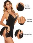 Avidlove Women's Sleepwear Sexy Chemise Nightgown Modal Sleepwear Full Slips Lace Babydoll Black M