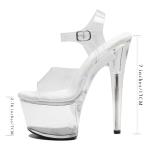 WUXIN H&P 7 Inch Clear Ankle-Strap Sexy Women's Pole Dance Heels, Exotic Clear Platform Pole Dancer Shoes Stiletto 6-8 Inch US 5