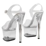 WUXIN H&P 7 Inch Clear Ankle-Strap Sexy Women's Pole Dance Heels, Exotic Clear Platform Pole Dancer Shoes Stiletto 6-8 Inch US 5