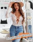 Avidlove Sexy Lingerie for Women Lace Teddy Lingerie Bodysuit Cut Out One Piece Bodysuit Mini Babydoll White