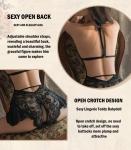 AHOVIT Sexy Lingerie for Women Lace Bodysuit One Piece Teddy Mini Babydoll Mesh Sleepwear V Neck Chemise Nightgowns Black