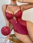 Avidlove Sexy Lingerie for Women Deep V Lace Teddy Lingerie Snap Crotch Bodysuit Cut Out One Piece Babydoll （ Deep Red, M