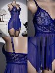 CRIPOM Womens Sexy Lingerie Lace Nightgown Sheer Babydoll Nighties Bridal Lingerie Dress Nighty for Women Sexy Night Gowns Women Blue S
