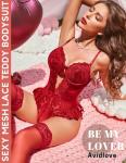 Avidlove Women's Lingerie Sexy Red Bodysuit Mesh Garter Belt Set Lace Teddy Lingerie Sets for Women Sexy(Burgundy,L)