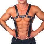 WRWMSLGO Men's Body Chest Harness Belt Strap, PU Leather Punk Harness Belt with Adjustable Buckles, Cosplay Costume Nightclub Clubwear Party Club Masquerade Fetish Bondage
