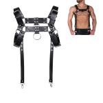 WRWMSLGO Men's Body Chest Harness Belt Strap, PU Leather Punk Harness Belt with Adjustable Buckles, Cosplay Costume Nightclub Clubwear Party Club Masquerade Fetish Bondage