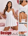 Avidlove Womens Sexy Sleepwear Lace Chemise Nightgown Sexy Womens Nightie Honeymoon Lingerie (White,XL)
