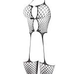 nine-tailed fox Womens Fishnet Bodystocking One Piece Mesh Bodysuit Sexy Tights Full Body See Through Jumpsuit (Black2, One Size)