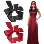 cobee 2 Pcs Blindfold and Hand Ties for Bedroom, Blockout Satin Sleep Mask Adjustable Sleeping Blind Folds Eye Mask Blindfold for Adult Couples Nap Yoga Travel Night Sleeping(145cm/57inch)