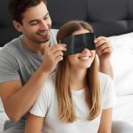 cobee 2 Pcs Blindfold and Hand Ties for Bedroom, Blockout Satin Sleep Mask Adjustable Sleeping Blind Folds Eye Mask Blindfold for Adult Couples Nap Yoga Travel Night Sleeping(145cm/57inch)