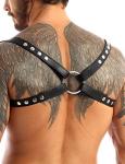 YiZYiF Men's Adjustable Leather Body Chest Harness Belt Clubwear with Fancy Buckles X-Style One Size
