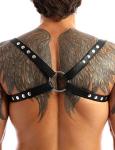 YiZYiF Men's Adjustable Leather Body Chest Harness Belt Clubwear with Fancy Buckles X-Style One Size