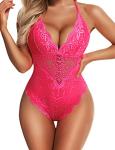 Namifin Lingerie for Women Pink Teddy Lace Bodysuit Lingerie