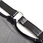 Thong Men - Black Faux Leather G String with Chain Accents for Erotic Clubwear & Fetish Costume – See Through Mesh, Bondage Style, Real Men Thong for Adult Games Flirt