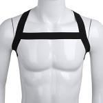 iiniim Men's Nylon Body Chest Harness Lingerie Elastic Shoulder Support Brace (Black X-Shape)